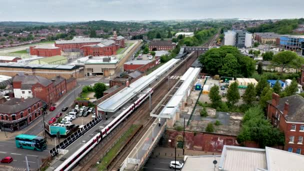 Flygbilder Drönare Från Wakefields Centrum West Yorkshire Storbritannien Som Visar — Stockvideo