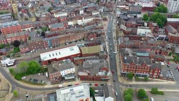 Filmagem Drones Aéreos Centro Cidade Wakefield West Yorkshire Reino Unido — Vídeo de Stock