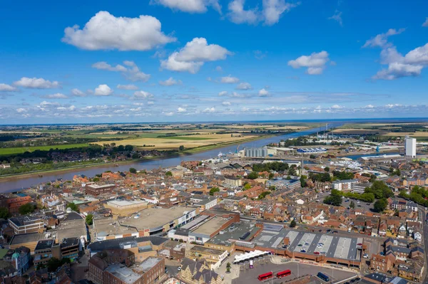 Luchtfoto Van Prachtige Stad King Lynn Een Zeehaven Marktstad Norfolk — Stockfoto