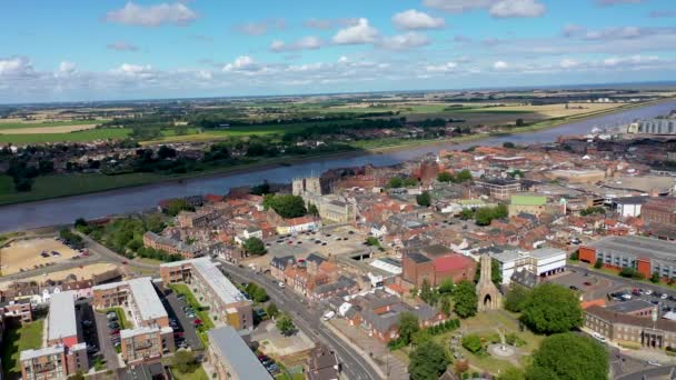 Luchtfoto Van Prachtige Stad King Lynn Een Zeehaven Marktstad Norfolk — Stockvideo