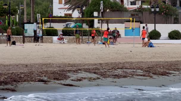 Ibiza Spain 19Th July 2020 Footage People Playing Vollyball Beautiful — 图库视频影像