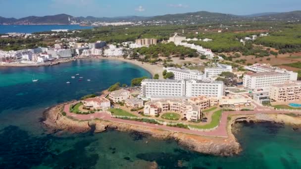 Filmato Aereo Drone Della Bellissima Isola Ibiza Spagna Nelle Isole — Video Stock