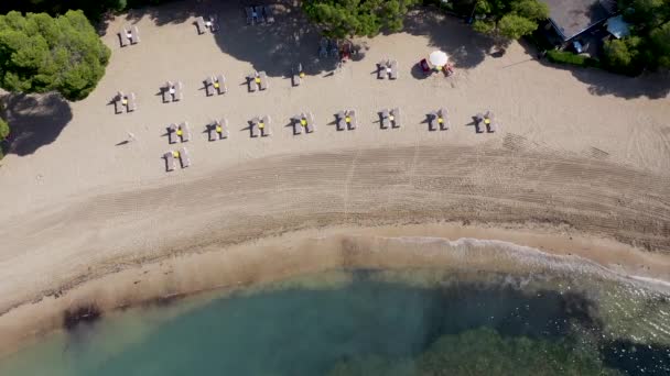 Letecké Záběry Španělského Ostrova Ibiza Baleárských Ostrovech Pohledem Shora Dolů — Stock video