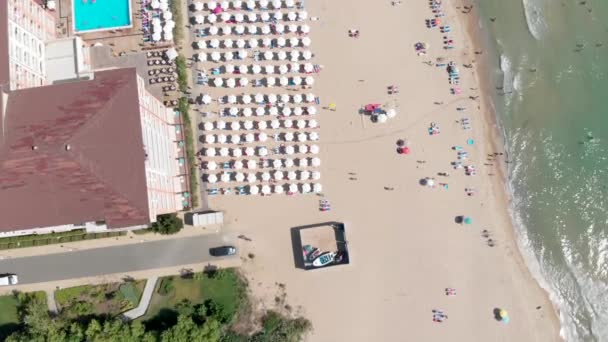 Luftaufnahmen Der Schönen Kleinstadt Und Des Badeortes Obzor Bulgarien Die — Stockvideo