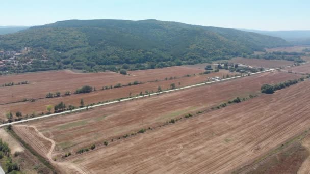 Aerial Scenic Footage Beautiful Fields Mountains Taken Town Known Obzor — Stockvideo