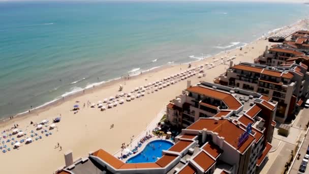 Aerial Footage Beautiful Small Town Seaside Resort Known Obzor Bulgaria — Vídeo de Stock