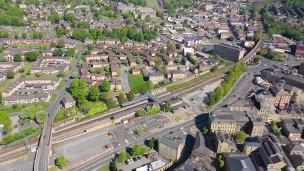Aerial Footage Town Centre Dewsbury West Yorkshire Showing Historical City — Stock Video