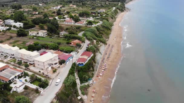 Aerial Footage Beautiful Small Town George South City Corfu Greece — Wideo stockowe