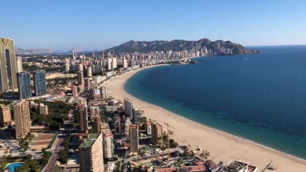 Aerial Footage Showing Whole Benidorm Alicante You Can See Everywhere — ストック動画