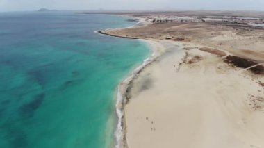 Aerial drone footage of the beautiful beach and coastline of Cape Verde (Capo Verde)