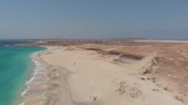 Aerial drone footage of the beautiful beach and coastline of Cape Verde (Capo Verde)