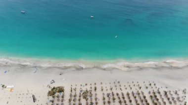 Aerial drone footage of the beautiful beach and coastline of Cape Verde (Capo Verde)