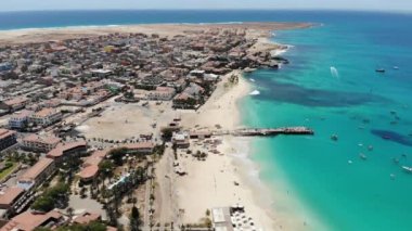 Aerial drone footage of the beautiful beach and coastline of Cape Verde (Capo Verde)