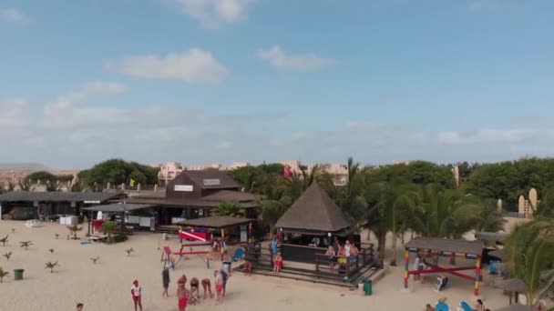Cape Verde Sal 17Th May 2018 Aerial Footage Showing People — Wideo stockowe