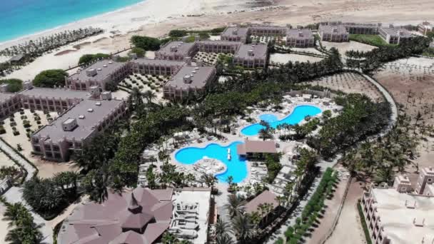 Aerial Footage Showing Wonderful Hotel Riu Palace Cabo Verde Hotel — Vídeos de Stock