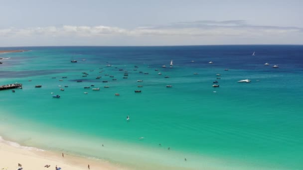 Aerial Drone Footage Beautiful Beach Coastline Cape Verde Capo Verde — Video Stock