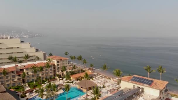 Aerial Footage Beautiful Beach Town Puerto Vallarta Mexico Town Pacific — Stockvideo