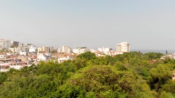 Aerial Drone Footage Beautiful Town Centre Town Puerto Vallarta Mexico — стокове відео