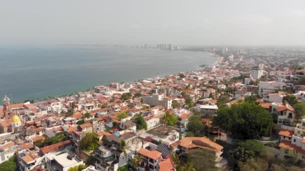 Imágenes Aéreas Del Hermoso Centro Ciudad Puerto Vallarta México Mostrando — Vídeo de stock