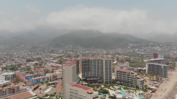 Aerial Drone Footage Beautiful Town Centre Town Puerto Vallarta Mexico — Video