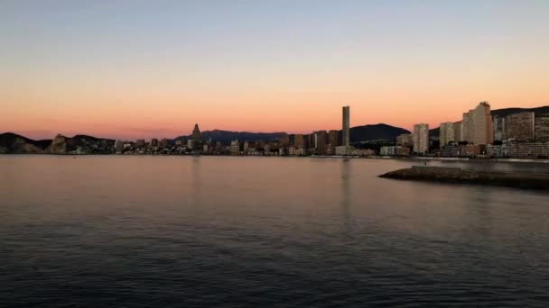 Time Lapse Bilder Den Vackra Solnedgången Benidorm Alicante Spanien Visar — Stockvideo