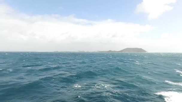 Waves Splashes Taken Boat Ocean Taken Lanzarote One Canary Islands — Stockvideo