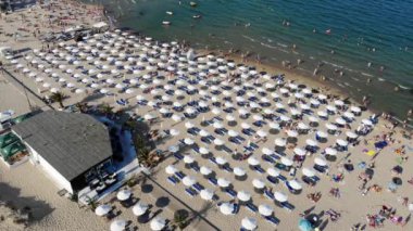 Bulgaristan 'ın Sunny Beach bölgesindeki güzel sahil şeridinin hava görüntüleri, insansız hava aracı ile çekildi..