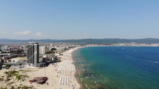 Flygbilder Den Vackra Kusten Bulgarien Vid Området Sunny Beach Tagna — Stockvideo