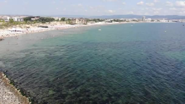 Imágenes Aéreas Hermosa Costa Bulgaria Zona Sunny Beach Tomadas Con — Vídeos de Stock
