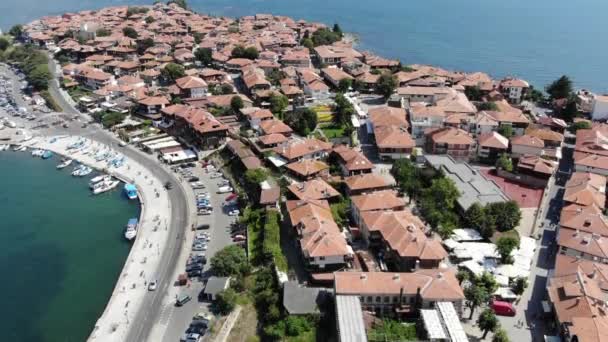 Luftaufnahmen Von Der Wunderschönen Küste Bulgariens Sonnenstrand Nessebar Aufgenommen Mit — Stockvideo