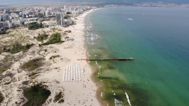 Luchtfoto Van Prachtige Kustlijn Van Bulgarije Het Gebied Van Sunny — Stockvideo