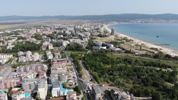 Aerial Footage Beautiful Coastline Bulgaria Area Sunny Beach Taken Drone — Stock Video