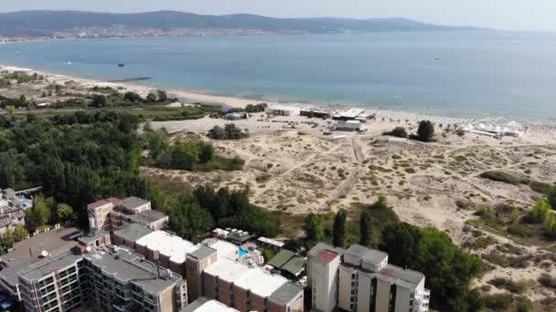 Aerial Footage Beautiful Coastline Bulgaria Area Sunny Beach Taken Drone — Stock Video