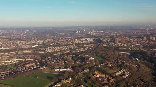 Luchtfoto Van Stad Pudsey Leeds Het Verenigd Koninkrijk Met Een — Stockvideo