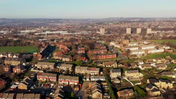 Images Aériennes Ville Pudsey Leeds Royaume Uni Montrant Lotissement Typiquement — Video