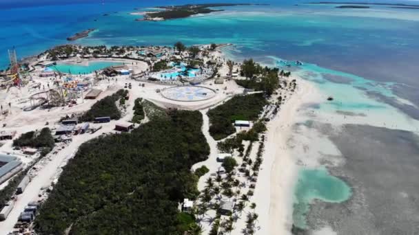 Filmato Aereo Drone Della Bellissima Spiaggia Tropicale Little Stirrup Cay — Video Stock