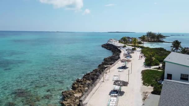Luchtfoto Van Het Prachtige Pearl Island Bahama Bij Nassau Waarop — Stockvideo