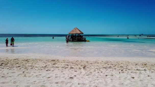 ナッソーバハマ 2019年4月14日 バハマの美しいビーチでの時間の経過澄んだ青い海のバーで泳ぐバーからビーチで人々を示し カクテルを飲む 時間の経過 — ストック動画
