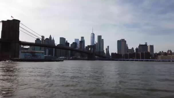 Słynny Most Brooklyński Manhattan Nad East River Nowym Jorku Most — Wideo stockowe