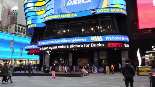 Νέα Υόρκη Ηπα Απριλίου 2019 Πλάνα Από Time Square Manhattan — Αρχείο Βίντεο