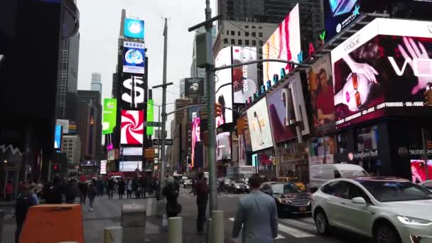 Нью Йорк Сша Апреля 2019 Года Footage Time Square Manhattan — стоковое видео