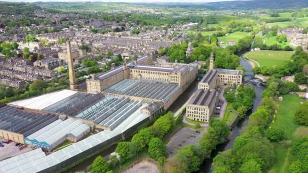 Aerial Drone Footage Historic Town Shipley City Bradford West Yorkshire — Vídeo de stock