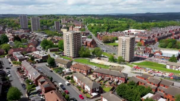 Imagens Drones Aéreos Centro Cidade Britânica Armley Leeds West Yorkshire — Vídeo de Stock