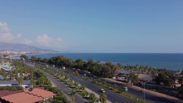Авіаційні Безпілотні Кадри Прекрасного Пляжного Курорту Аланья Туреччина Показують Турецький — стокове відео