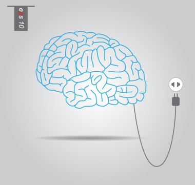 beyin elektrik prizine - vektör çizim ile bağlanma