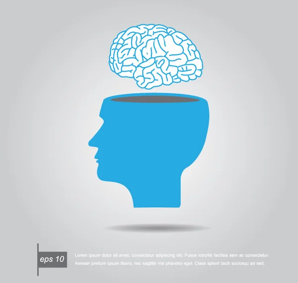 Abstract vector illustration of a human head with brain — Stock Vector