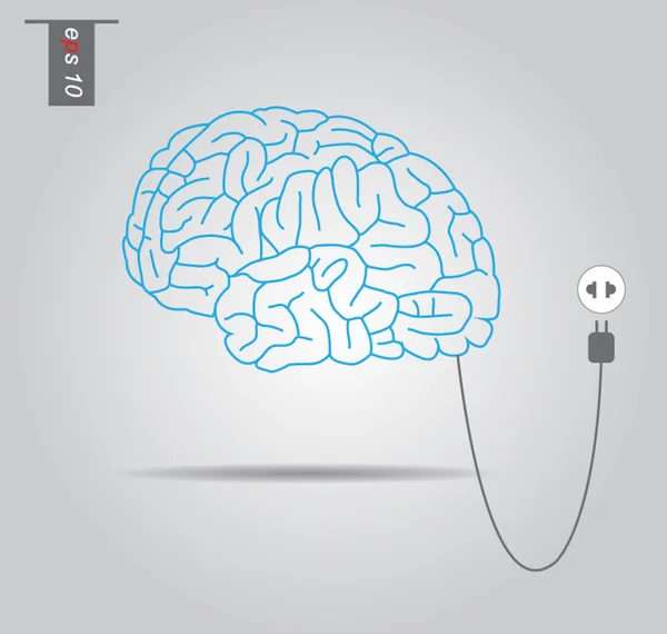 Connessione cerebrale con presa elettrica - illustrazione vettoriale — Vettoriale Stock