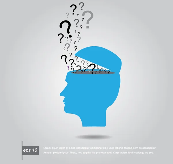 Ludzkie głowy otwarte z ilustracji wektorowych znaków zapytania — Wektor stockowy