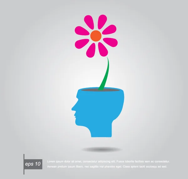 Open human mind with flower ideas vector illustration — Stock Vector