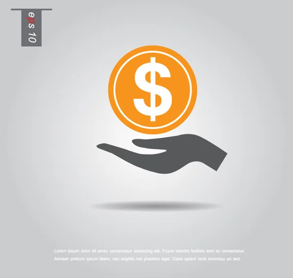 Hand halten Dollar ymbol Vektor-Symbol — Stockvektor